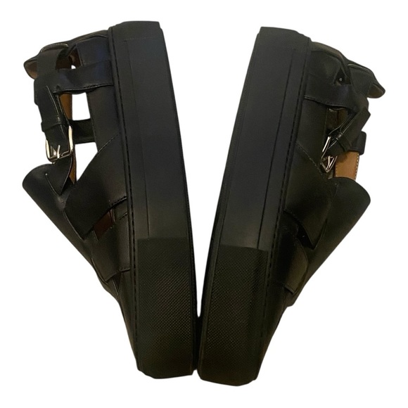 Emme Parsons Ernest Platform Fishermans Sandal in Black Nappa Leather Sz 38 - Picture 4 of 8